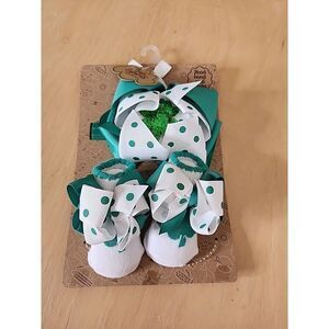 Baby Infant Head Band & Socks Set – Irish Clover St Patricks Day 0-6M – New NWT